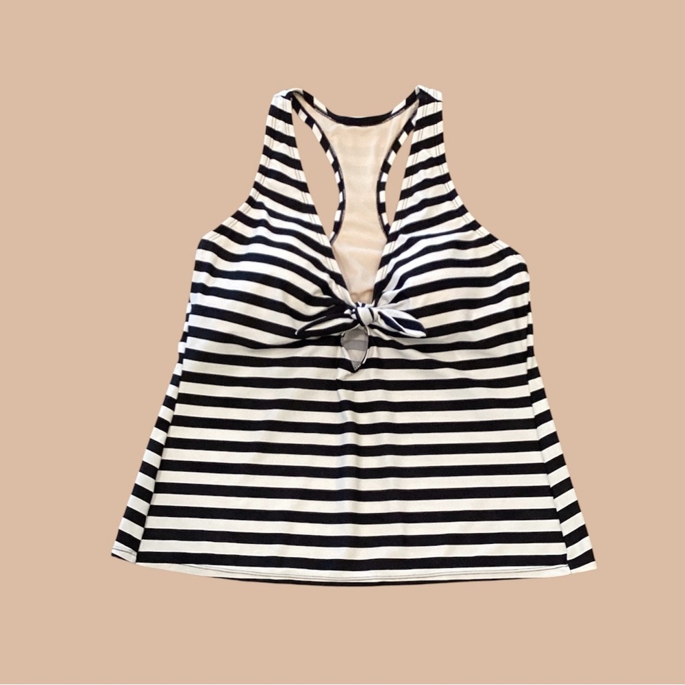 Kona Sol Cream and Black Striped Tankini Top, size large 😎